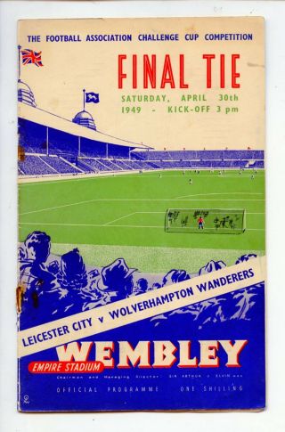 1949 Fa Challenge Cup Final Tie Football Soccer Program Leicester Wolverhampton