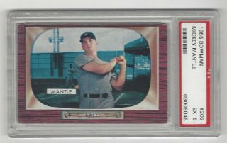 Mickey Mantle 1955 Bowman Psa 5 Ex 202 Great Centering And Corners