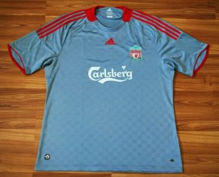 Liverpool England 2008/2009 Away Football Shirt Jersey Adidas Gray Size Xxl 2xl