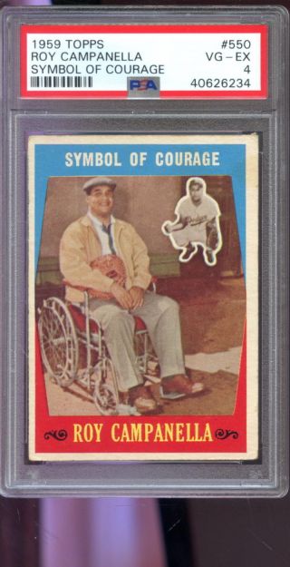 1959 Topps 550 Roy Campanella Symbol Of Courage Psa 4 Graded Baseball Card