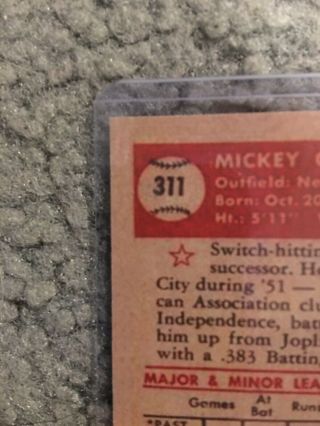 1952 Topps 311 Mickey Mantle Rookie Card RC York Yankees MLB 3