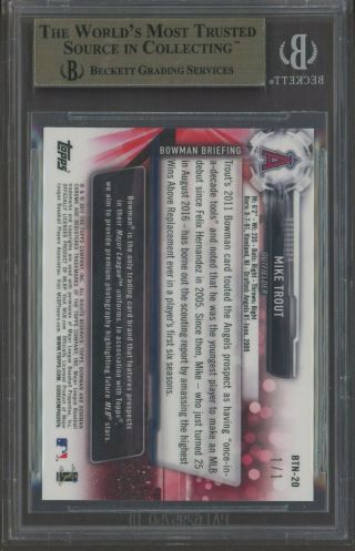 2017 Topps Chrome Bowman Then & Now Superfractor Mike Trout Angels 1/1 BGS 9.  5 2