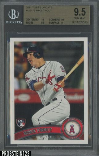 2011 Topps Update Us175 Mike Trout Angels Rc Rookie Bgs 9.  5