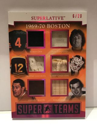 6/20 Bobby Orr Esposito Cheevers Bucyk 2017 Itg Superlative 1969 Bruins Jersey
