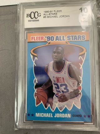 1990 - 91 Fleer 90 All - Stars Sticker Michael Jordan 5,  Bccg 10,  Centered