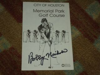 Bobby Nichols 1965 Houston Classic Signed Memorial Park Scorecard