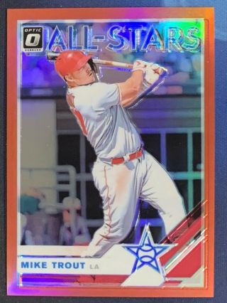 2019 Mike Trout Donruss Optic Red Prizm Refractor All - Stars 27/60 Jersey 1/1