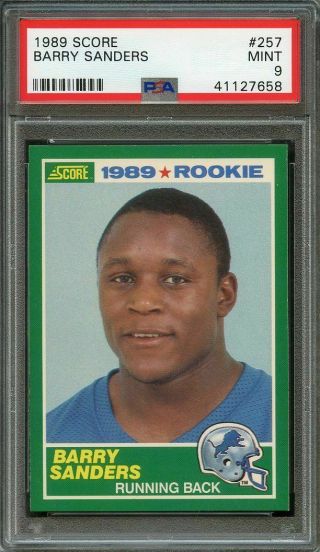 1989 Score 257 Barry Sanders Detroit Lions Rookie Card Psa 9