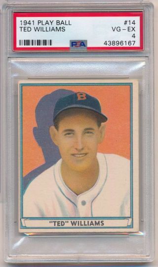 1941 Play Ball Ted Williams 14 Psa Vg - Ex 4 Red Sox C3653