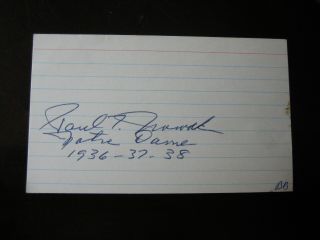 Paul Nowack Autographed 3x5 Notre Dame 36 - 38aa D.  83