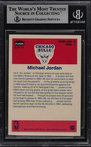 1986 Fleer Sticker Michael Jordan ROOKIE RC 8 BGS 8.  5 NM - MT,  (PWCC) 2