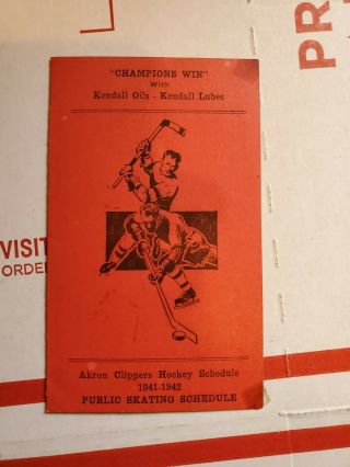 Kendall Oil,  Champions Win,  Akron Clippers Hockey Schedule 1941 - 42