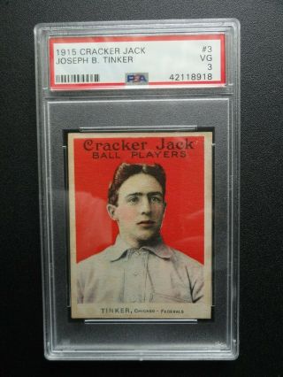 1915 Cracker Jack Joe Tinker Psa Vg 3
