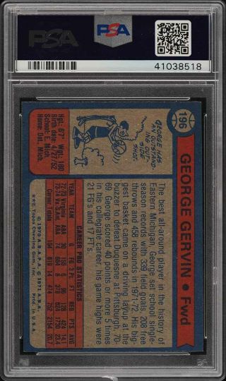 1974 Topps Basketball George Gervin ROOKIE RC 196 PSA 9 (PWCC) 2