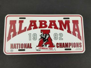 Alabama Football National Championship 1992 Car Tag License Plate Crimson Tide A