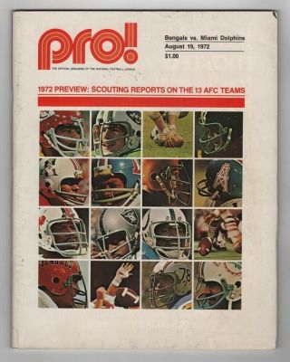 1972 Cincinnati Bengals V Miami Dolphins Program 8/19 Bowl Champs 48951b21