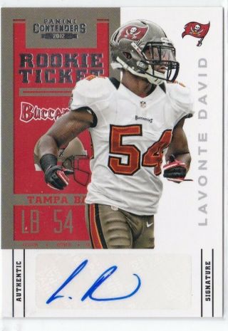 TWO 2012 CONTENDERS LAVONTE DAVID ROOKIE TICKETS BASE & VARIATION 2