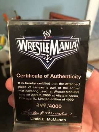 WWE Wrestlemania 22 Authentic Ring Canvas 2006 Limited Edition 249 Of 4000 2