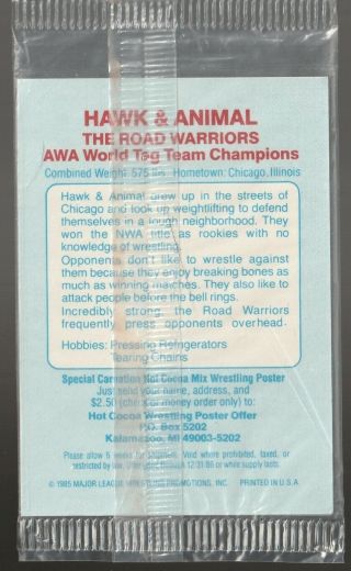 RICK MARTEL Road Warriors 1986 Carnation Major League Wrestling Card Pack 2