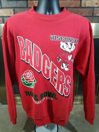 Vintage Wisconsin Badgers Football Ncaa Crewneck Sweatshirt Mens Xl Rose Bowl