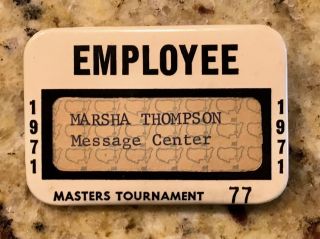 1971 Masters Tournament Augusta National Golf Club Employee Badge Charles Coody