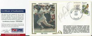 Kirby Puckett Psa/dna Certified Signed First Day Cover Fdc Autographed Hof