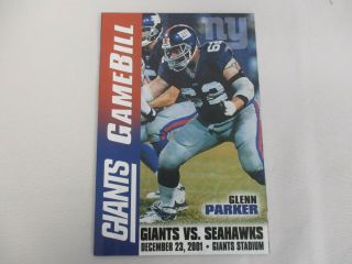 Dec 23 2001 Ny Giants Vs Seahawks Game Bill Program W Glen Parker