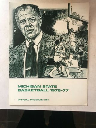 1976 - 77 Michigan State Vs North Carolina Basketball Program Jud Dean Smith 81 - 58