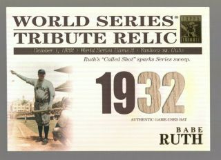 2003 Topps Tribute World Series Relic Tr - Br Babe Ruth 1932 Ws Bat 195/425 Rare