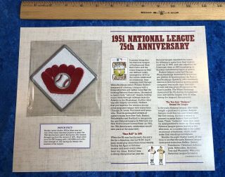 1951 National League 75th Anniversary Willabee & Ward Cooperstown Baseball Patch