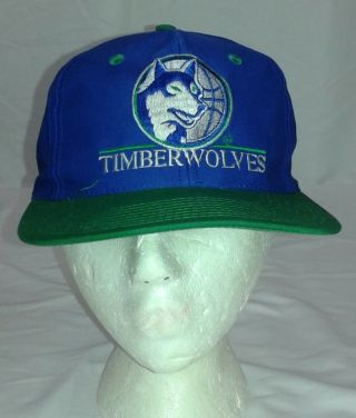 Vintage Twins Ent.  Minnesota Timberwolves Blue W/ Green Bill Snapback Cap Nba