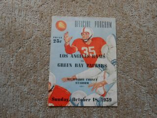 Vintage 1959 Los Angeles Rams Vs Green Bay Packers Program