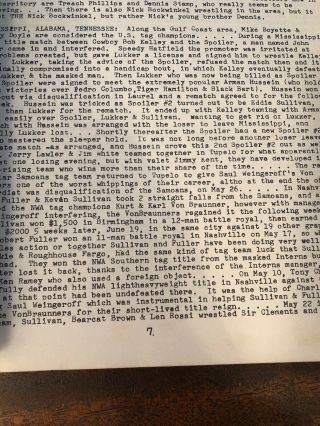 1972 WRESTLING INFORMATION BULLETIN DUSTY RHODES THE SHEIK BO BO BRAZIL MR.  X, 7