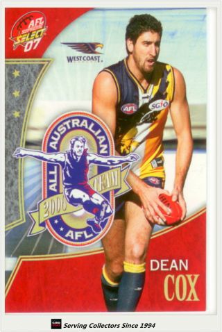 2007 Select Afl Supreme All Australia Team Aa20 Dean Cox (west Coast)
