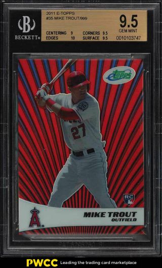 2011 Etopps Mike Trout Rookie Rc /999 35 Bgs 9.  5 Gem (pwcc)