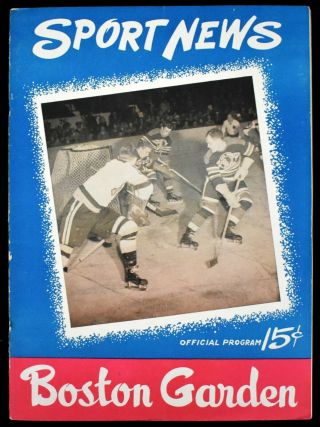March 19th 1946 Boston Bruins V Detroit Red Wings Nhl Hockey Program Nm Cond