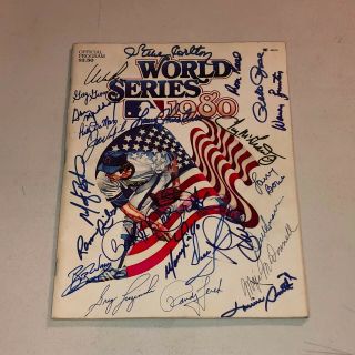 1980 Philadelphia Phillies Team Signed World Series Program Rose Schmidt Mcgraw