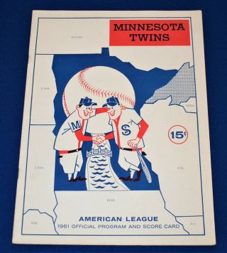 1961 Minnesota Twins Vs York Yankees Program Mickey Mantle Hr W/ Maris Chase