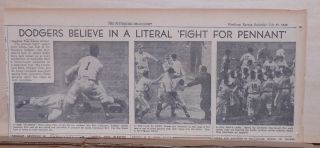 1940 Newspaper Photo Spread - Brooklyn Dodgers Brawl With Reds,  Cards,  Cubs