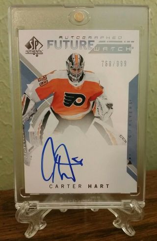 Carter Hart,  Flyers,  2019 Ud Spa,  Autographed Future Watch,  768/999