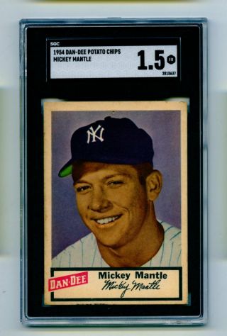 1954 Dan - Dee Potato Chips Baseball Card Mickey Mantle Psa 1.  5 Fr (evans)