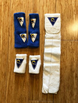 1986 - Old Stock Real Los Angeles Rams Team - Issued Sweat Bands And Sweat Towel