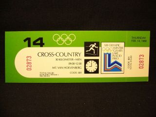 1980 Lake Placid Olympic Games Ticket Cross Country - 14 Feb