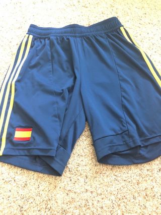 Spanish National Team Adidas Blue Home Shorts Mens Size Large