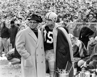 Vince Lombardi And Bart Starr,  Talk On Green Bay Packers Side Line 8 X10