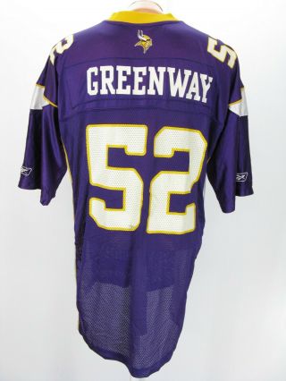 Men Vtg Chad GREENWAY Minnesota Vikings Reebok NFL Football Jersey Shirt 2XL XXL 4