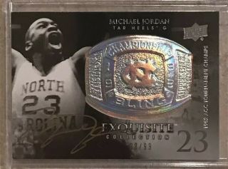 2011 - 12 Ud Exquisite Michael Jordan Auto /99 Championship Bling Signed In Gold