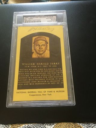 Bill Terry Autographed Post Card - Psa Slab