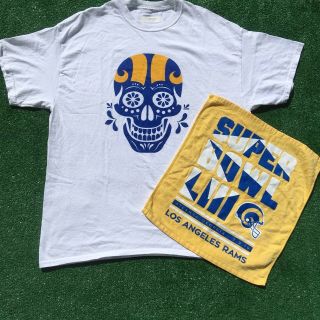 Team Issued Los Angeles Rams Sugar Skull T Shirt Men Size Xl/2xl W/ Rally Towel