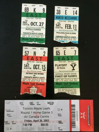 Maple Leaf Gardens Ticket Stubs - Toronto Maple Leafs,  Detroit Red Wings,  Flyers
